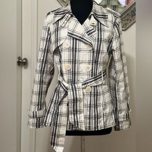 Big Chill Women’s Plaid Double Breasted Trench Coat Jacket
